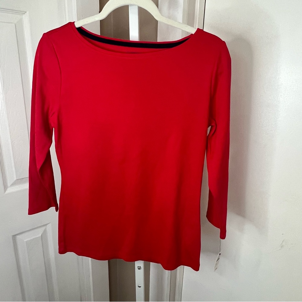 The TALBOT TEE Size Small Red 3/4 sleeve. NWT